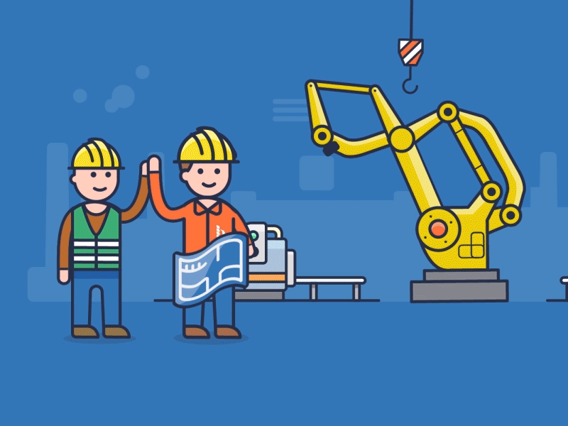 Equipo construyendo - animación