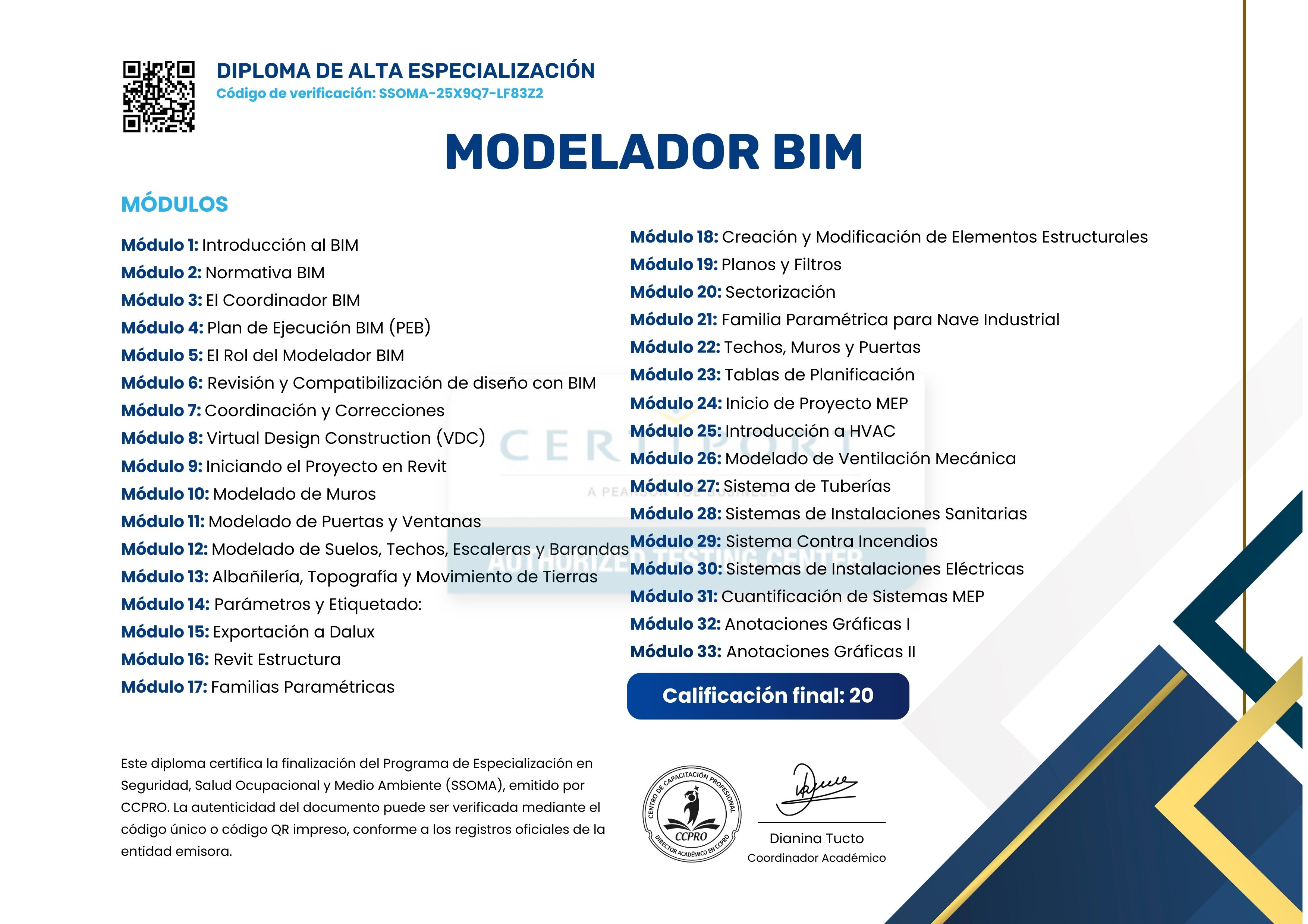 Certificado Oficial Reverso