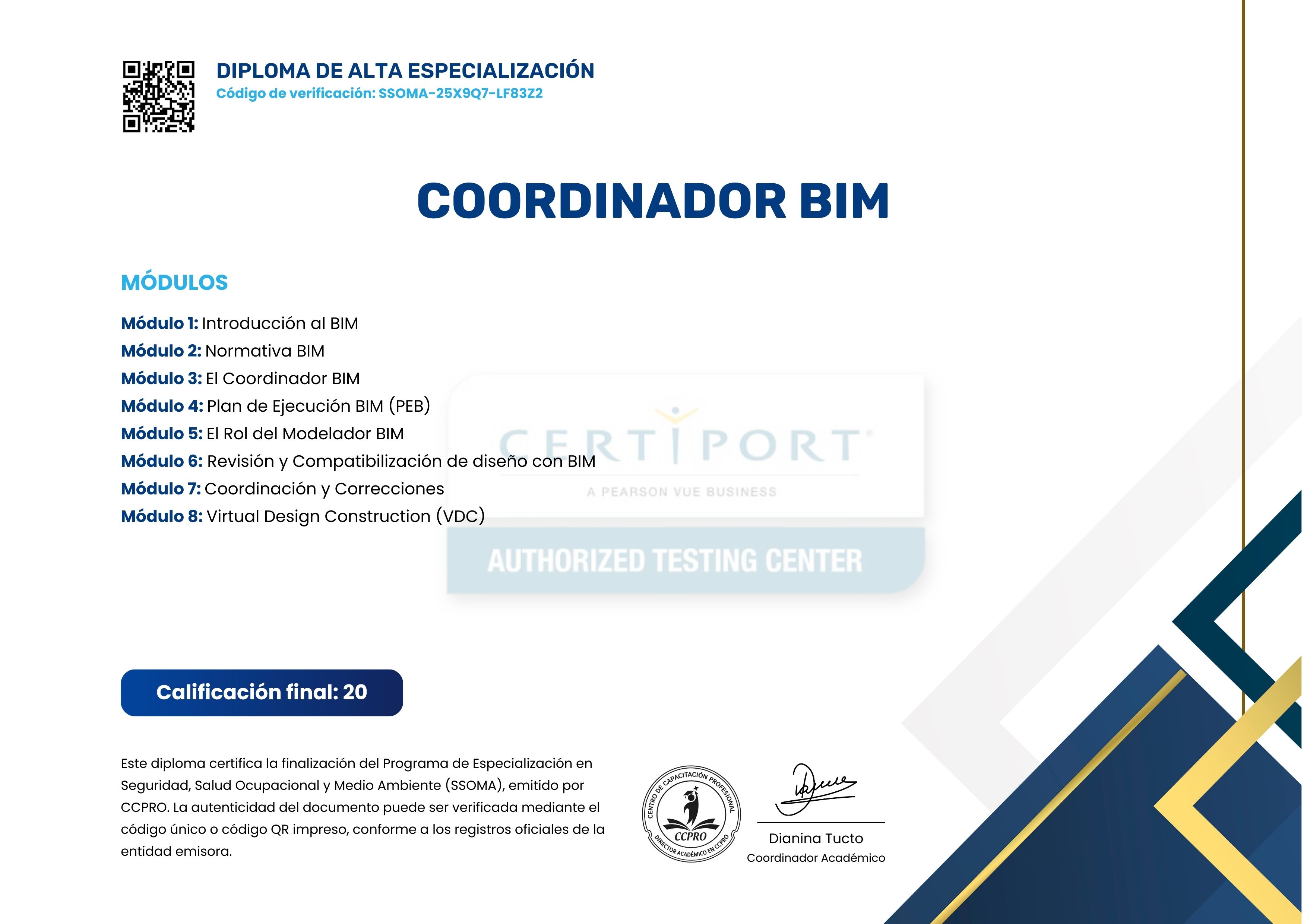 Certificado Oficial Reverso