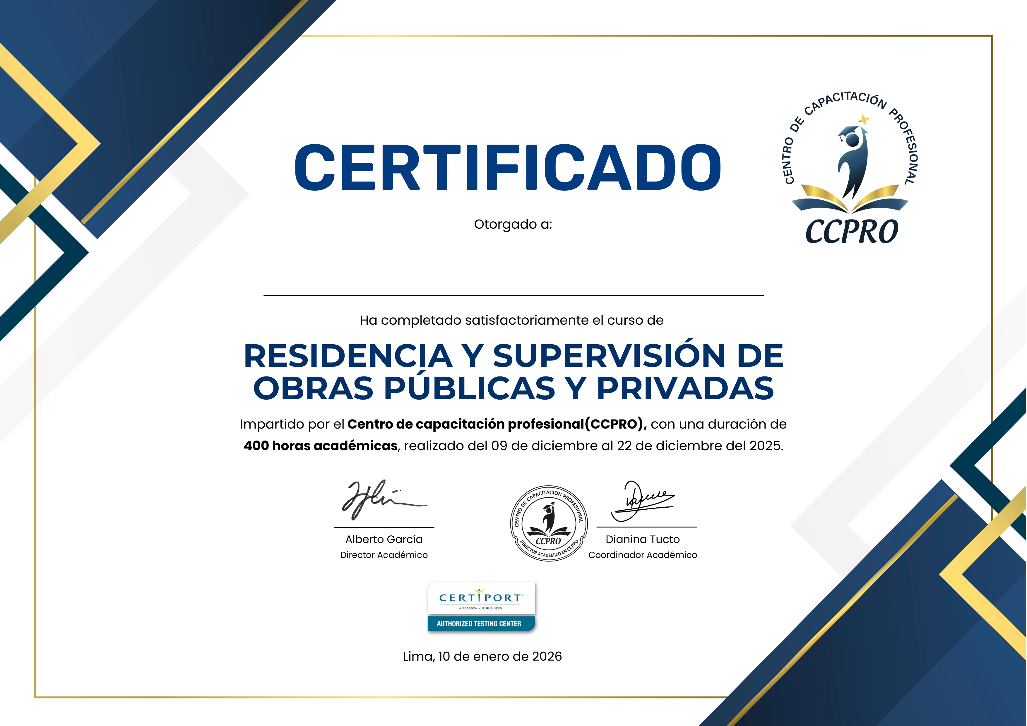Certificado Oficial Frente